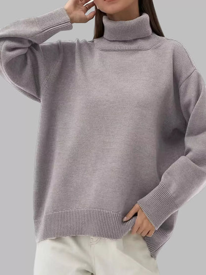 Turtleneck Dropped Shoulder Sweater
