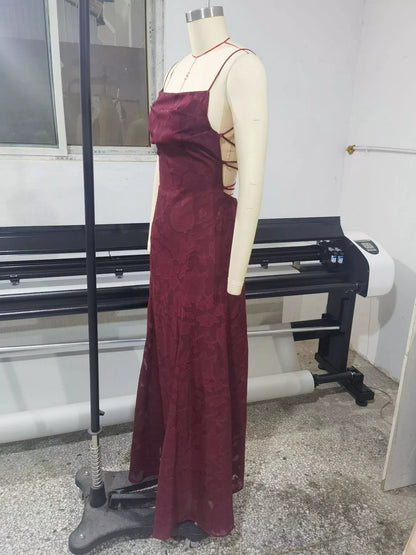 Backless Lace Maxi Dress