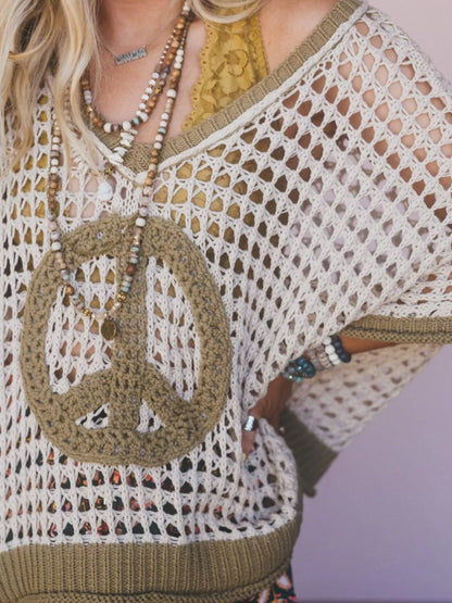 Peace Sign Crochet Knit Cover Up