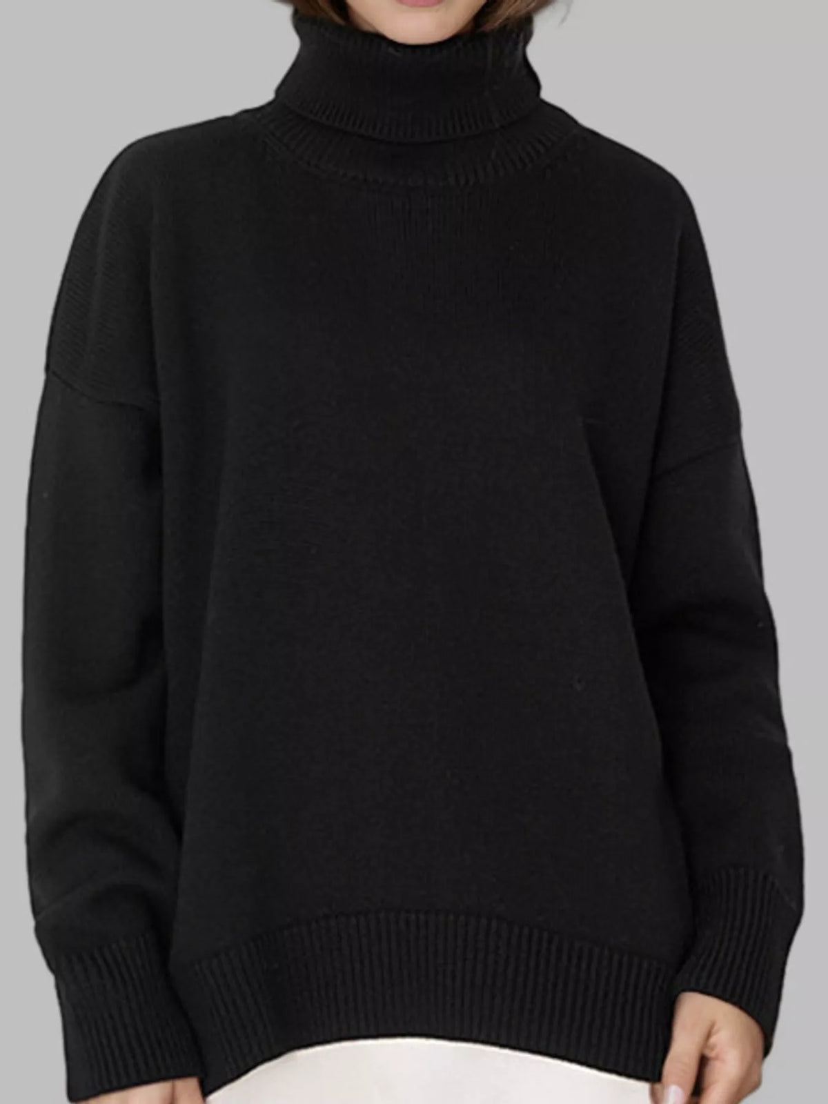 Turtleneck Dropped Shoulder Sweater
