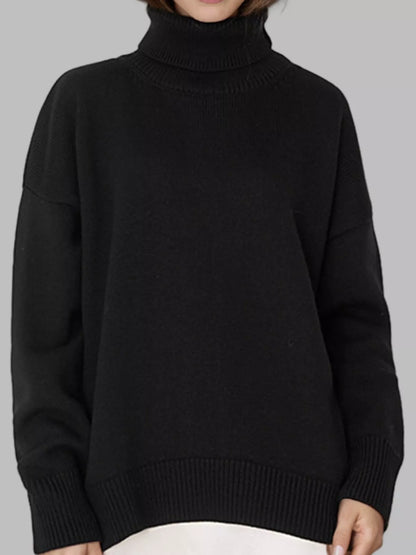 Turtleneck Dropped Shoulder Sweater