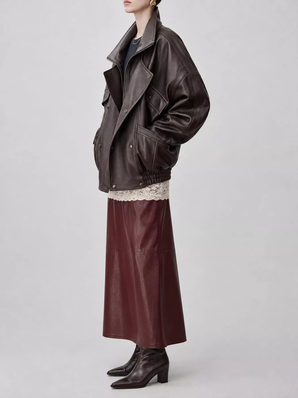 Snap Down Leather Jacket