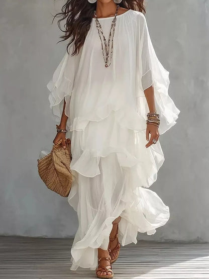 Ruffled Layered Bohemian Maxi Dress