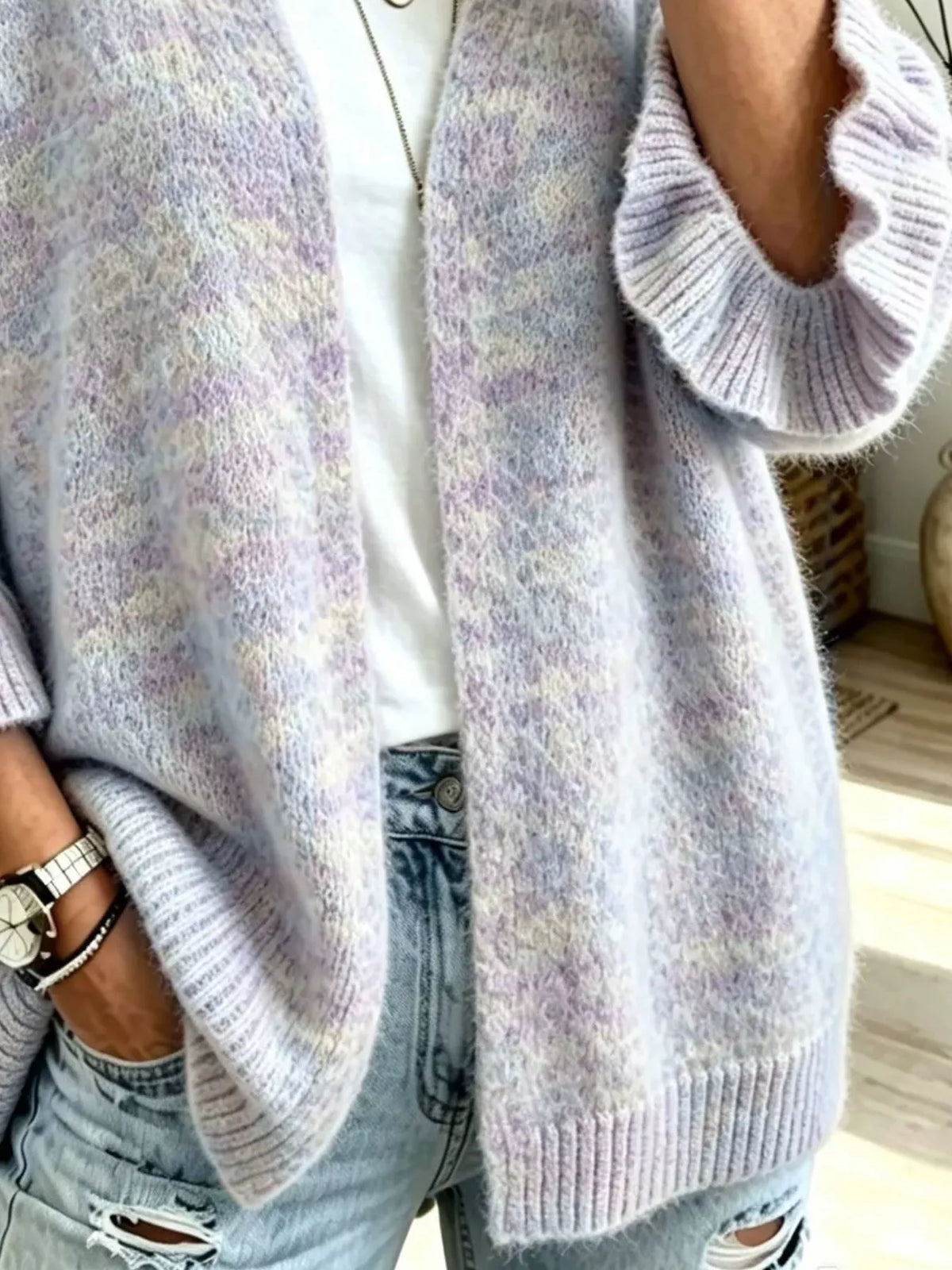 Full Size Ruffle Sleeve Open-Front Cardigan Plus Size