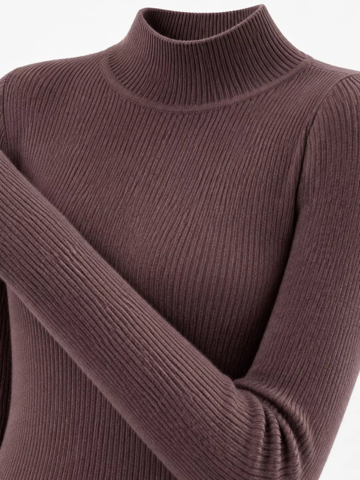Elegant Slim-Fit Ribbed Mock Neck Knit Top