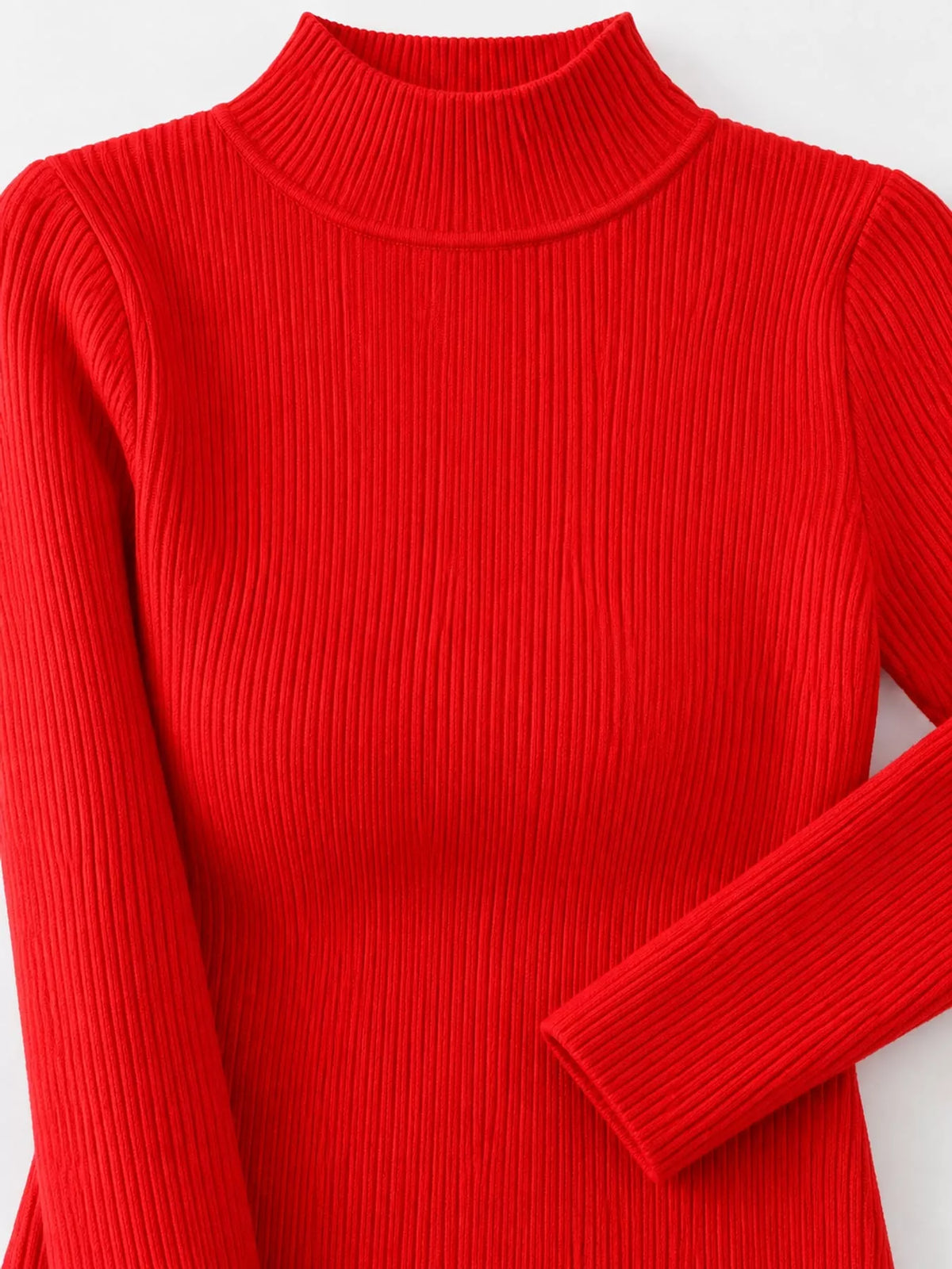 Elegant Slim-Fit Ribbed Mock Neck Knit Top