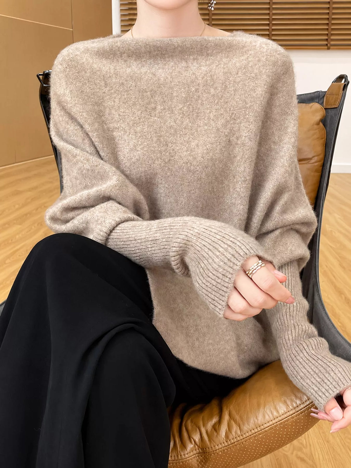 Asymmetrical Lantern Sleeve Sweater