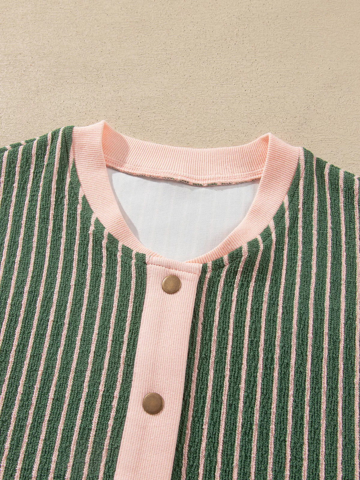 Striped V Neck Patchwork Long Sleeve Regular Fit Cardigan