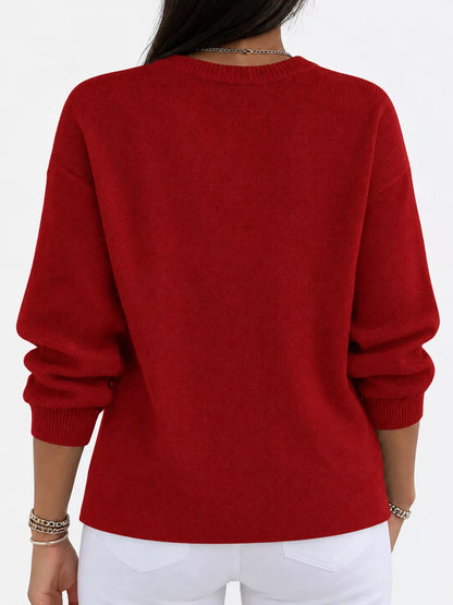 Full Size Classic Crew Neck Sweater Plus Size