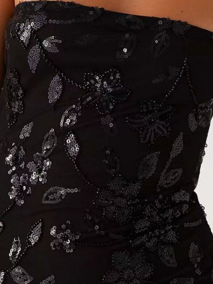 Floral Textured Strapless Mini Dress