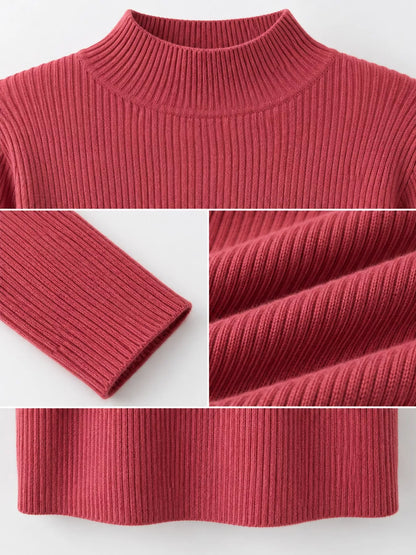Elegant Slim-Fit Ribbed Mock Neck Knit Top