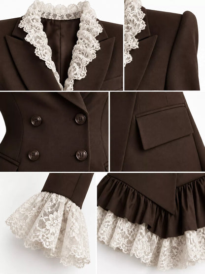 Lace Trim Blazer Dress