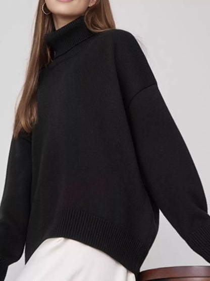 Turtleneck Dropped Shoulder Sweater