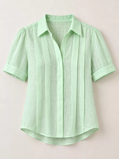 Full Size Button Up Short Sleeve Shirt Plus Size