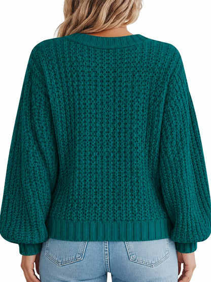 Full Size Chunky Knit Button-Down Cardigan Plus Size