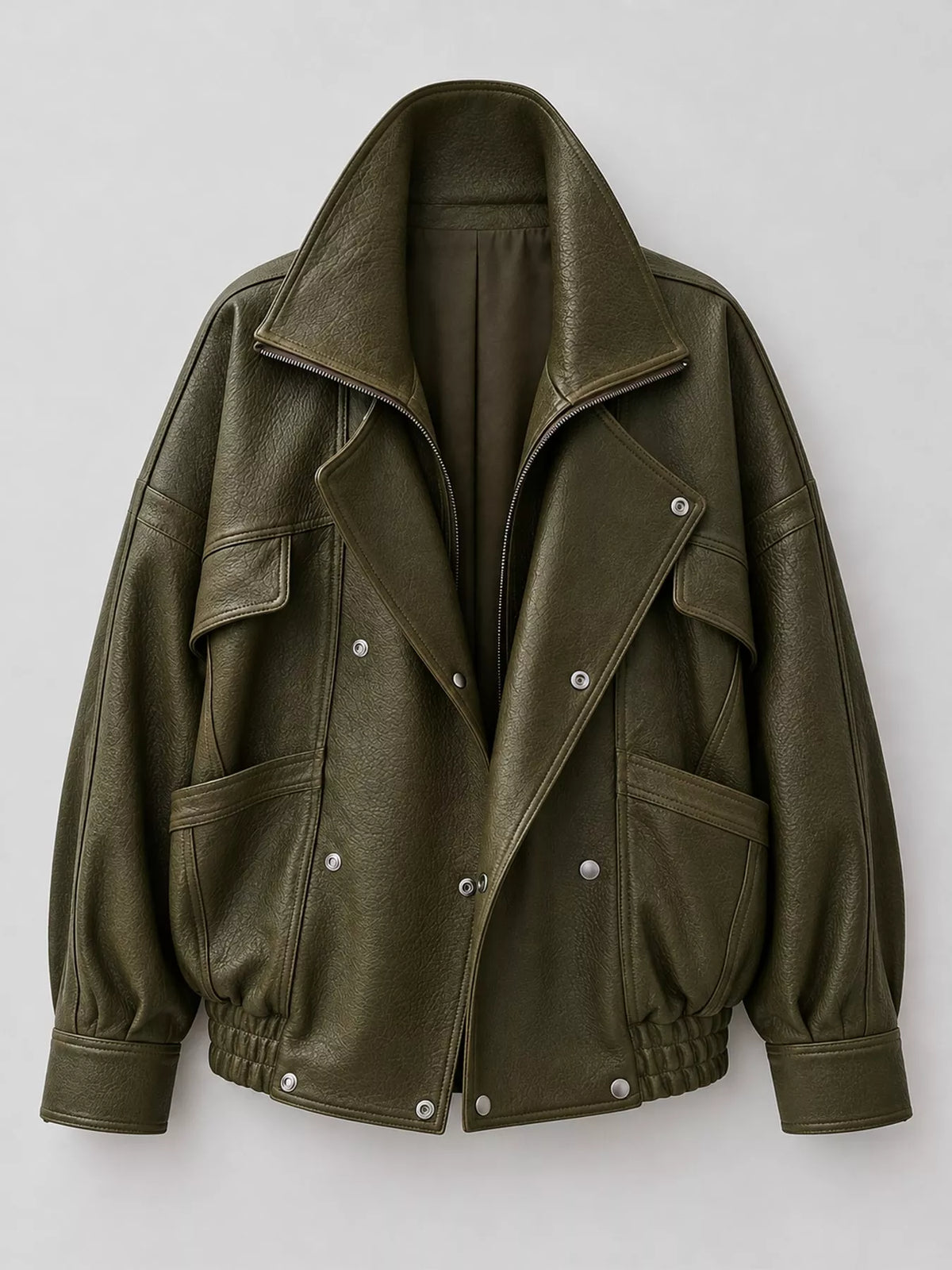 Snap Down Leather Jacket