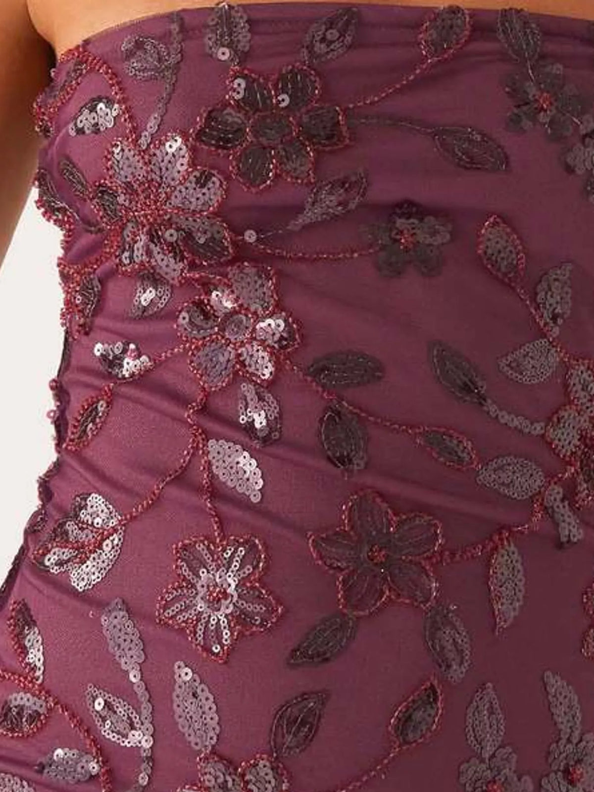 Floral Textured Strapless Mini Dress
