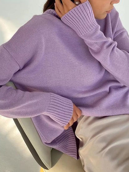 Turtleneck Dropped Shoulder Sweater