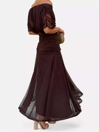 Full Size Off-Shoulder Ruched Maxi Dress Plus Size