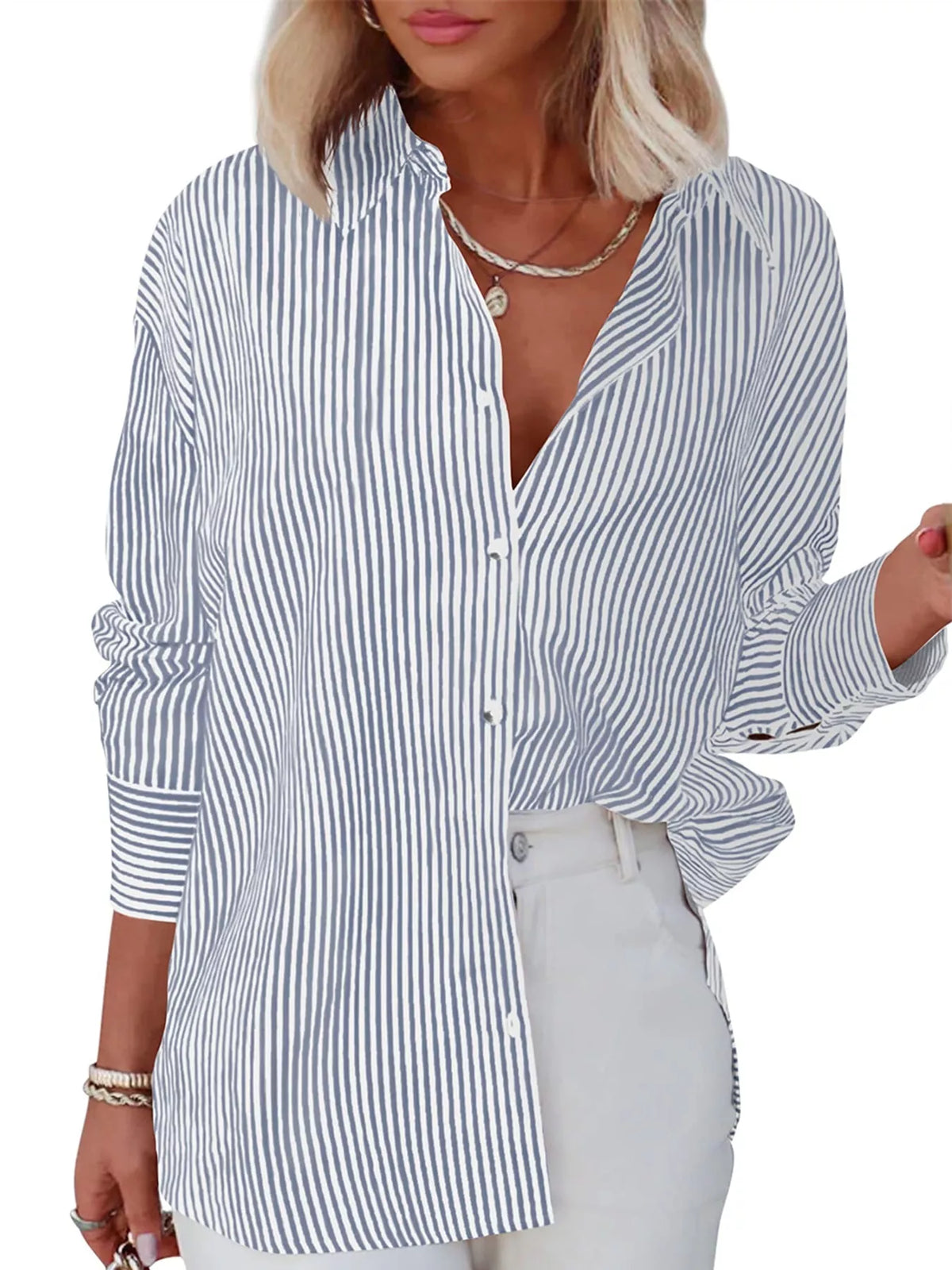 Casual Striped Button-Down Shirt