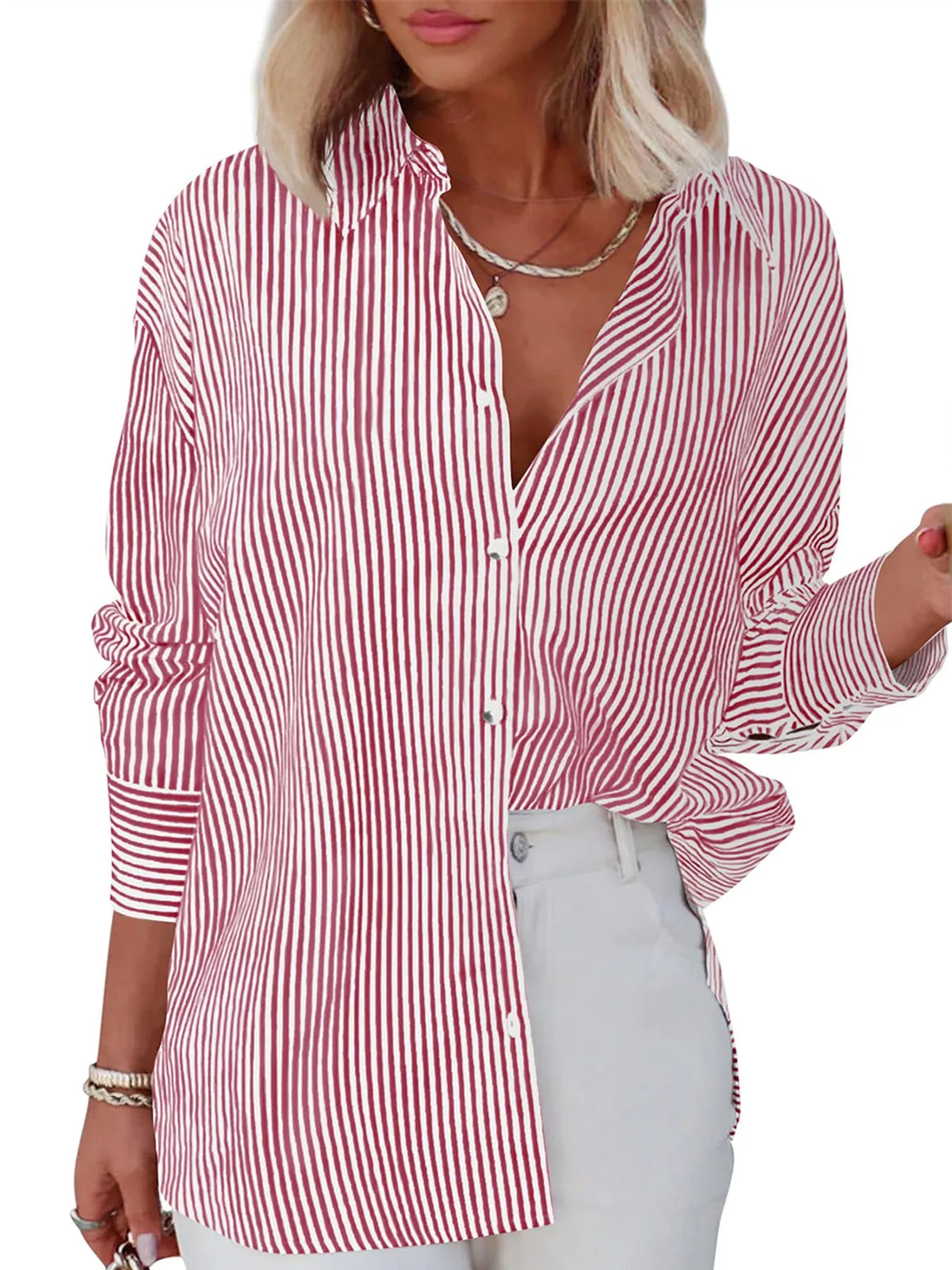 Casual Striped Button-Down Shirt