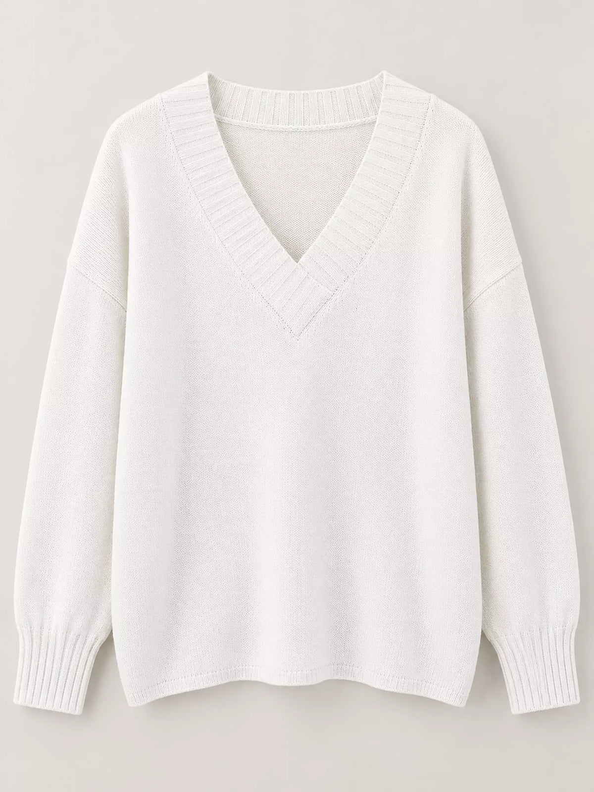 Full Size V-Neck Dropped Shoulder Sweater Plus Size