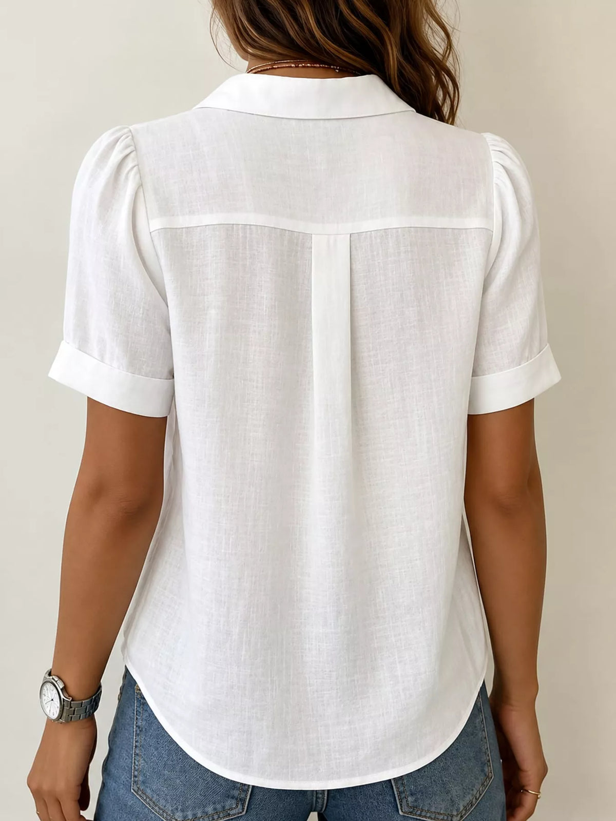 Full Size Button Up Short Sleeve Shirt Plus Size