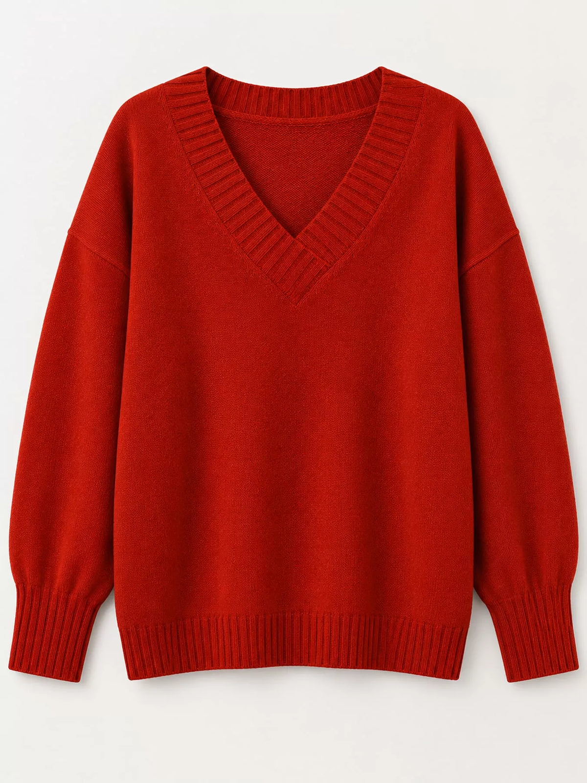 Full Size V-Neck Dropped Shoulder Sweater Plus Size