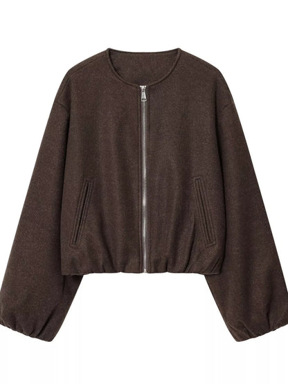 Fleece Zip-Up Cropped Jacket
