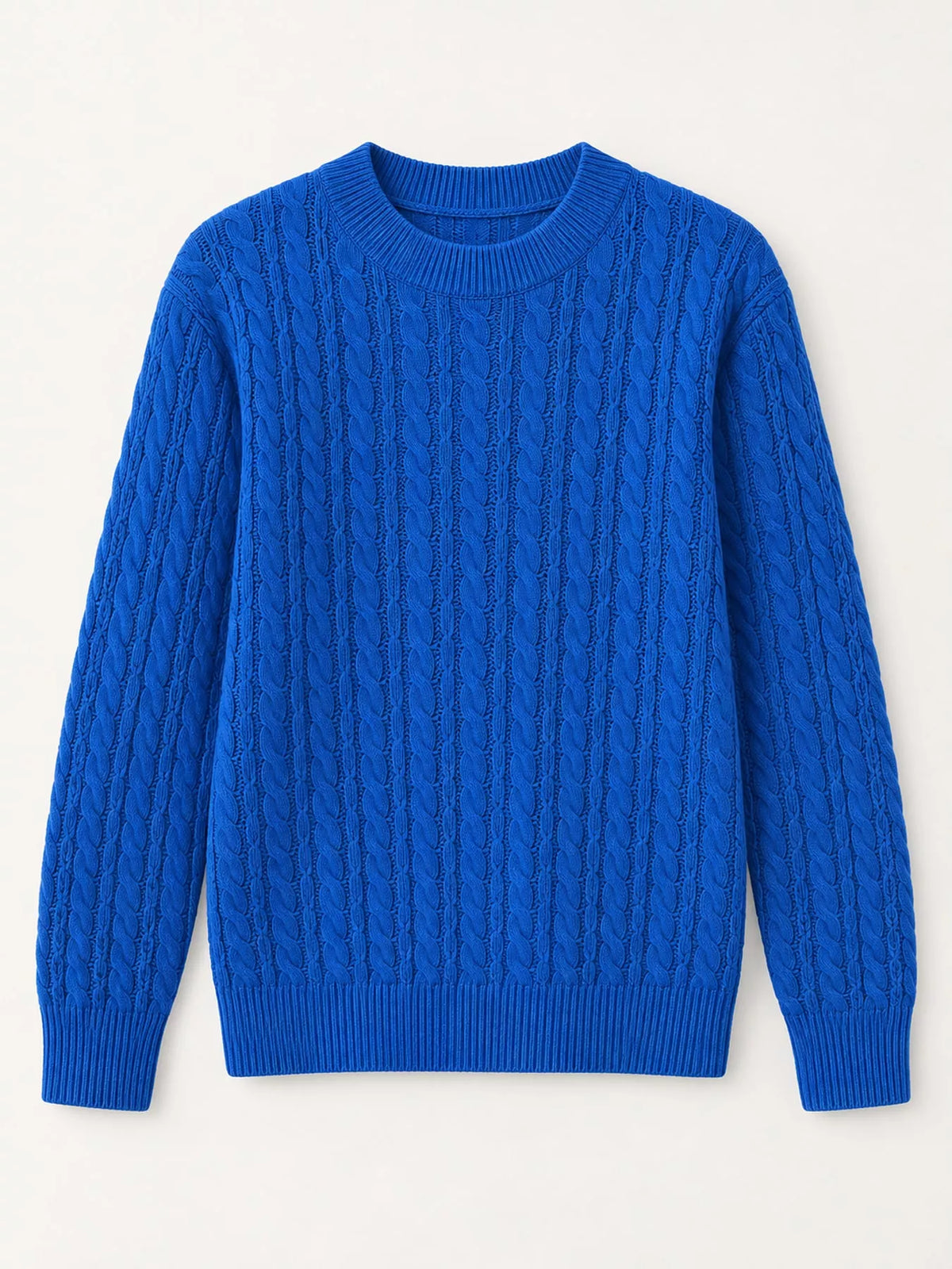 Full Size Cable Knit Round Neck Sweater Plus Size