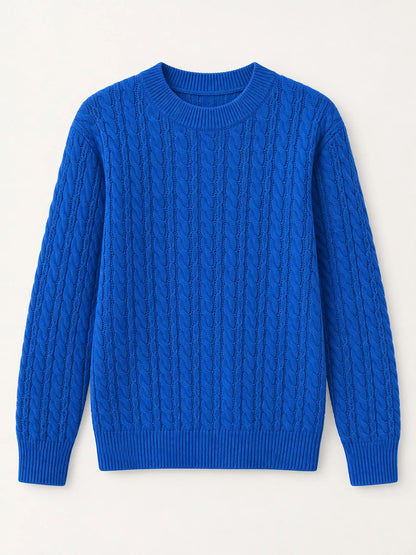 Full Size Cable Knit Round Neck Sweater Plus Size