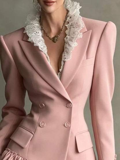 Lace Trim Blazer Dress