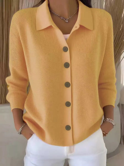 Full Size Collared Button-Down Knit Cardigan Plus Size