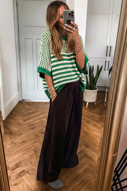 Striped Textured Knit Sweater