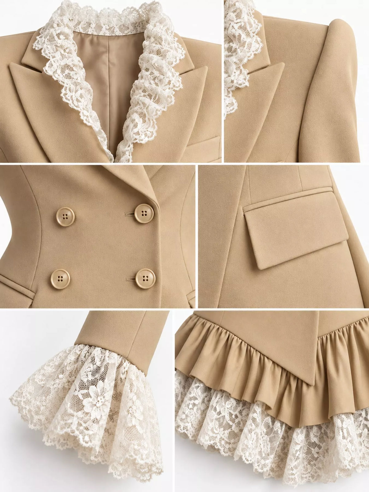 Lace Trim Blazer Dress