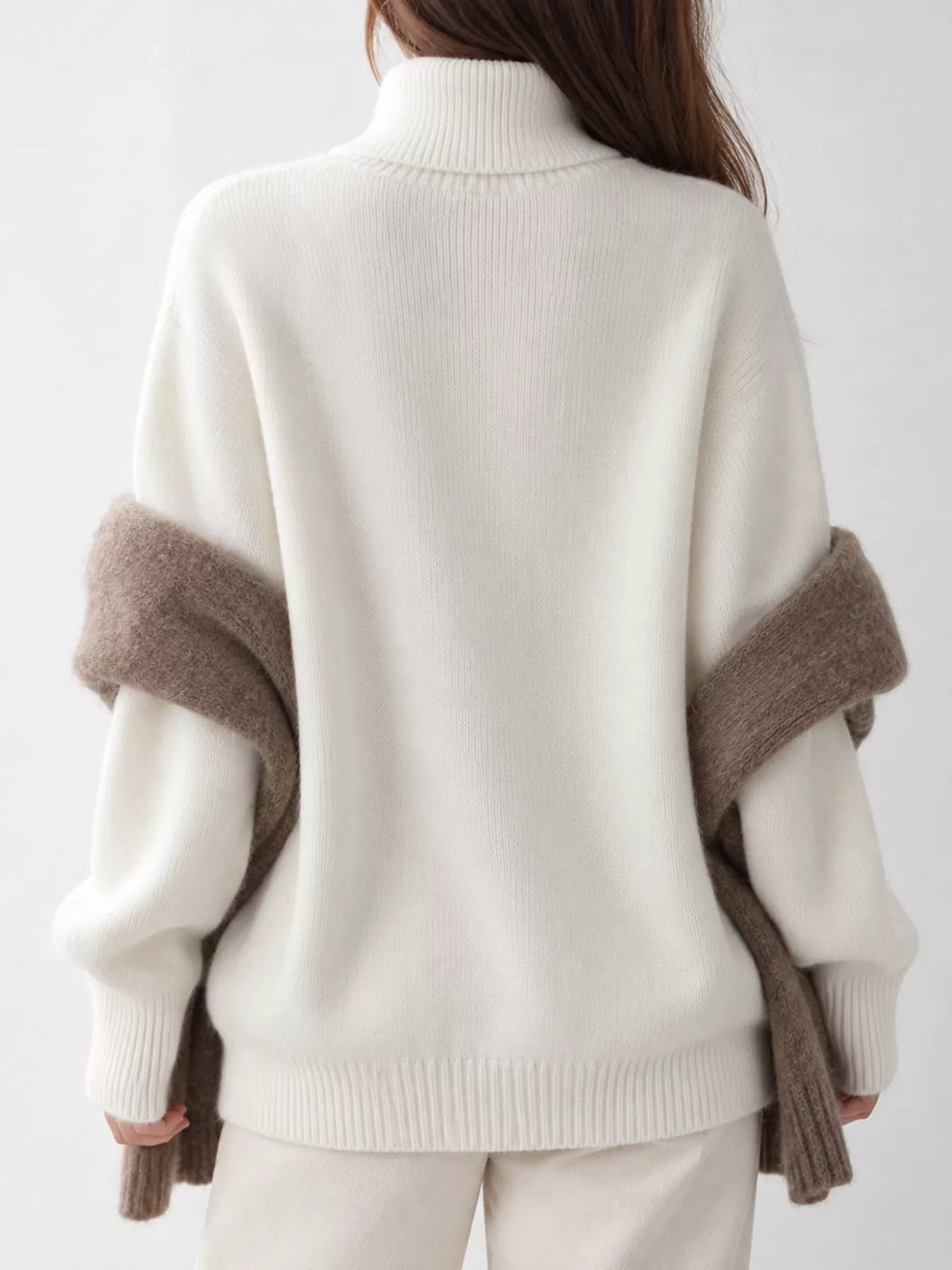 Turtleneck Dropped Shoulder Sweater