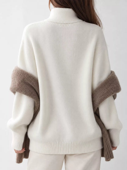 Turtleneck Dropped Shoulder Sweater