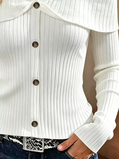 Cold Shoulder Ribbed Knit Top