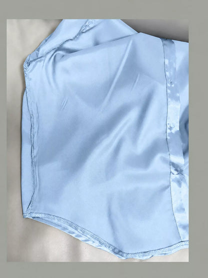 Satin Button-Down Long Sleeve Shirt