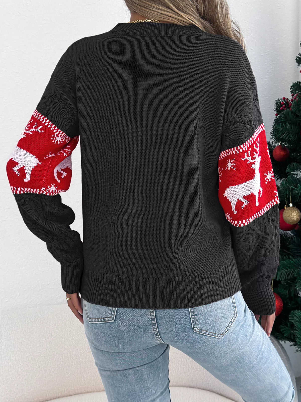 Reindeer Pattern Christmas Sweater