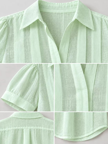 Full Size Button Up Short Sleeve Shirt Plus Size