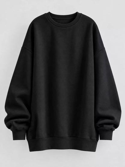 Full Size Solid Color Crew Neck Sweatshirt Plus Size