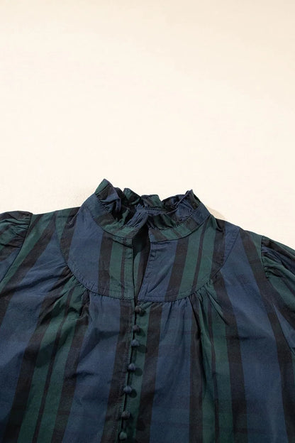 Puff Sleeve Frilled Trim Elegant Blouse
