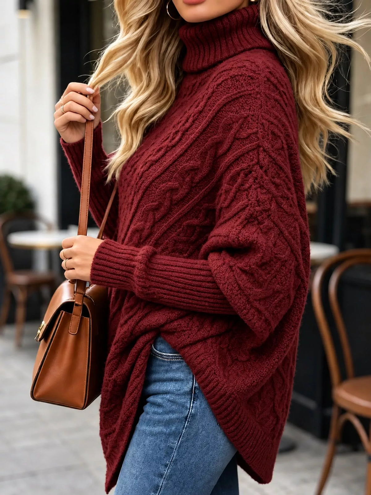 Turtleneck Cable-Knit Sweater