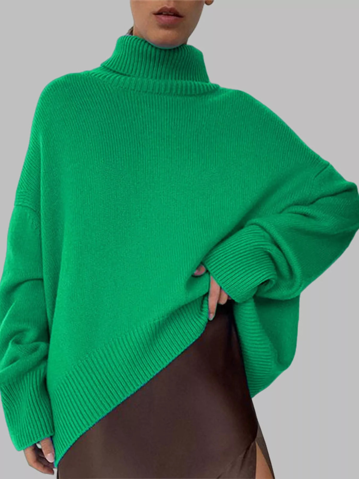 Turtleneck Dropped Shoulder Sweater