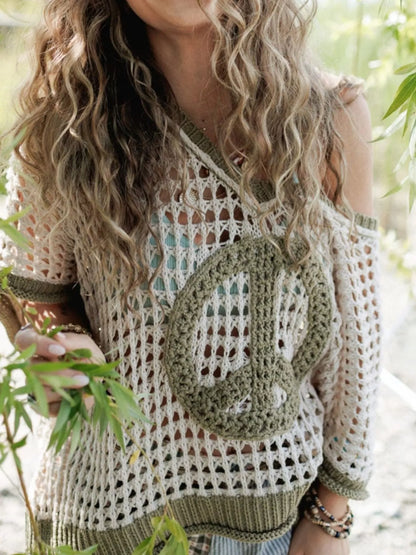Peace Sign Crochet Knit Cover Up