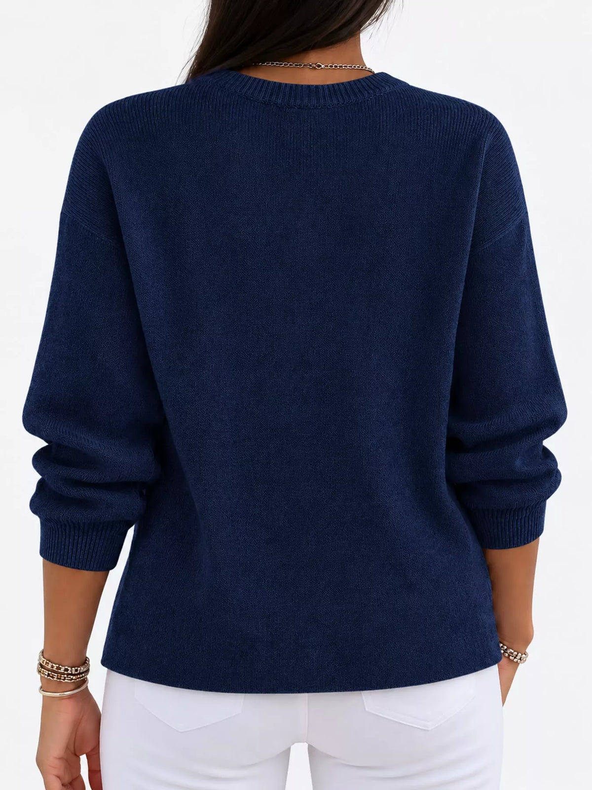 Full Size Classic Crew Neck Sweater Plus Size