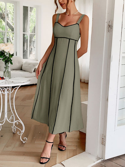 Contrast Wide Strap Midi Cami Dress