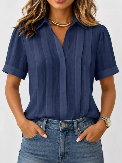 Full Size Button Up Short Sleeve Shirt Plus Size