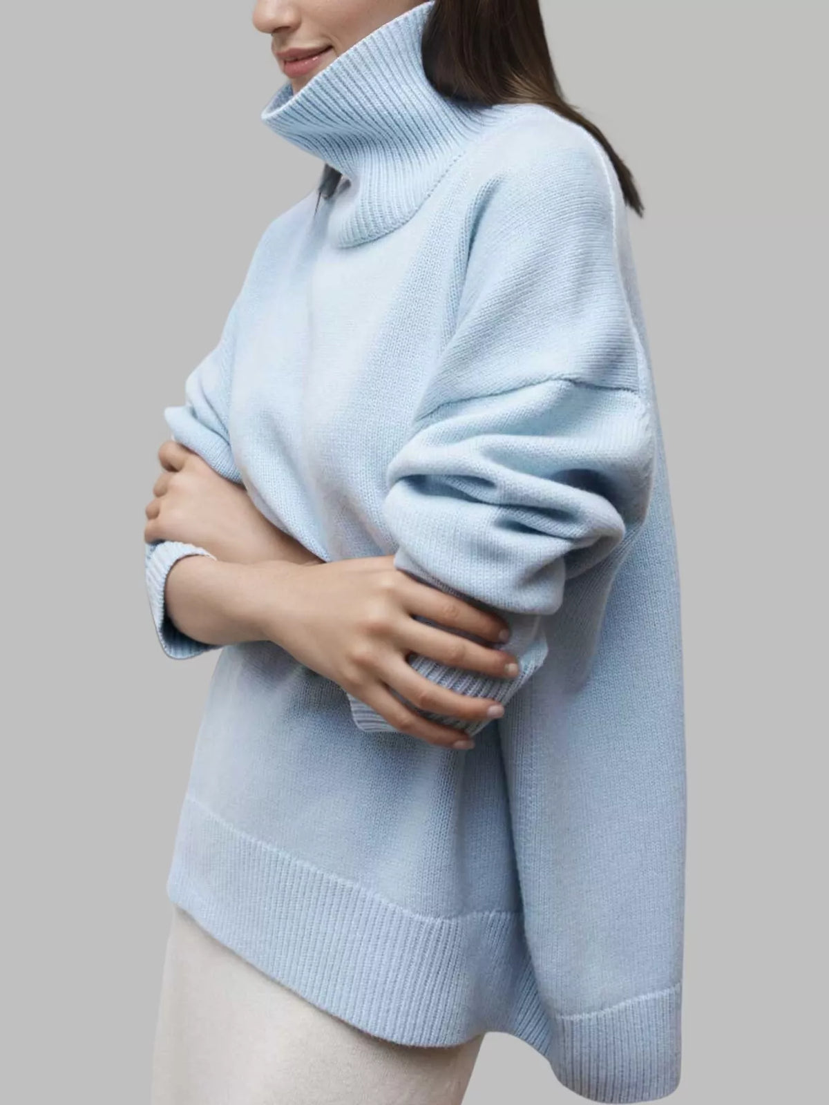 Turtleneck Dropped Shoulder Sweater